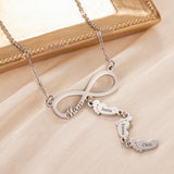 Personalized Infinity Necklace with Family Name Engraving
