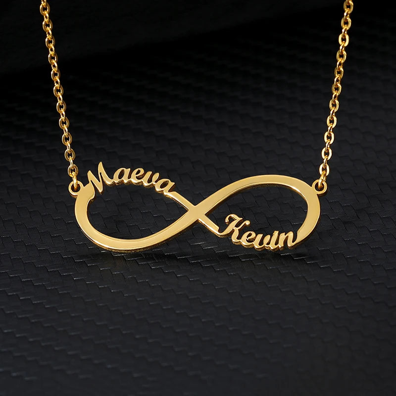Infinity Two Names Necklace Stainless Steel Personalized Jewelry Gift