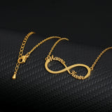 Infinity Two Names Necklace Stainless Steel Personalized Jewelry Gift
