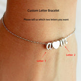 Personalized Initial Letter Name Bracelet Couple Heart Charms Chain