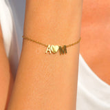 Personalized Initial Letter Name Bracelet Couple Heart Charms Chain