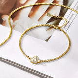 Diamond Initial Bubble Bracelet, Dainty Letter Charm Bangle