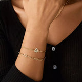 Diamond Initial Bubble Bracelet, Dainty Letter Charm Bangle