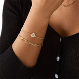 Bubble Letter Bracelet With Diamond Personalized Stainless Steel Chain