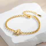 Bubble Letter Bracelet With Diamond Personalized A-Z Alphabet Pendant Bracelet