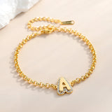 Bubble Letter Bracelet With Diamond Personalized A-Z Alphabet Pendant Bracelet