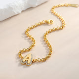 Bubble Letter Bracelet With Diamond Personalized A-Z Alphabet Pendant Bracelet