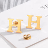 Small Initial Earrings Stainless Steel Personalized Alphabet Ear Studs