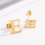 Small Initial Earrings Stainless Steel Personalized Alphabet Ear Studs