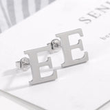 Small Initial Earrings Stainless Steel Personalized Alphabet Ear Studs