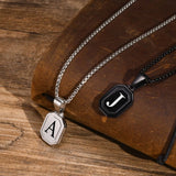 Men's Waterproof Stainless Steel Initial Necklace, A-Z Letter Pendant