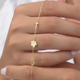Initial Letter Bracelet with Dog Paw Personalized Stainless Steel Bracelet