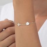 Initial Letter Bracelet with Dog Paw Personalized Stainless Steel Bracelet