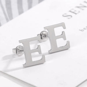 Letter Earrings For Women Personalized Stainless Steel Stud Alphabet Name Boucle