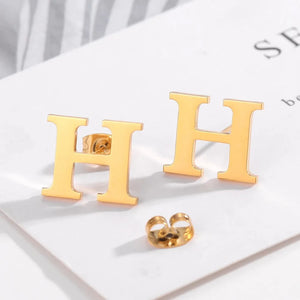 Letter Earrings For Women Personalized Stainless Steel Stud Alphabet Name Boucle