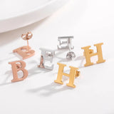 Letter Earrings For Women Personalized Stainless Steel Stud Alphabet Name Boucle