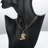 Initial Letter Necklace Stainless Steel Pendant for Women with Crown Gift