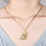 Initial Letter Necklace Stainless Steel Pendant for Women with Crown Gift