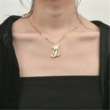 Initial Letter Necklace Stainless Steel Pendant for Women with Crown Gift