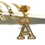 Initial Letter Necklace With Crown Personalized Name Necklaces Pendant