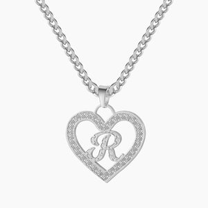 Personalized Heart Necklace with Textured Name Pendant