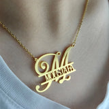 Initial Letter Pendant Necklace Personalized Nameplate Stainless Steel Chain