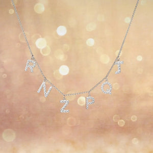 Personalized Diamond Initial Letter Pendant Necklace