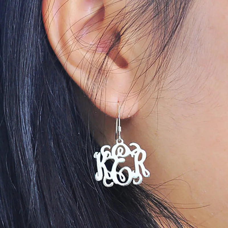 Monogram Earrings Stainless Steel Earring Boucle Doreille Femme Jewelry