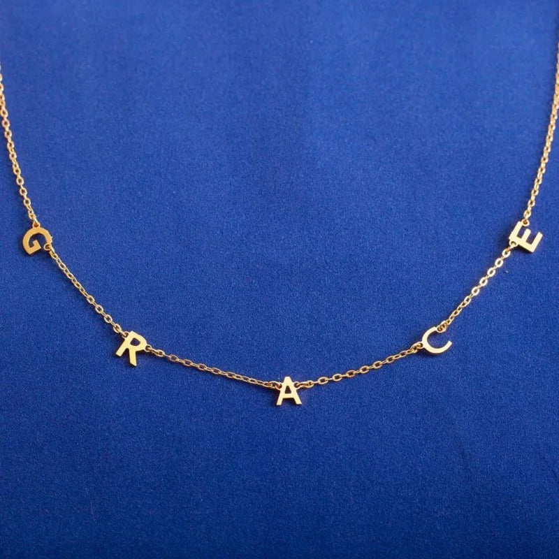 Custom Rose Charm Initial Necklace for Women, Personalized Choker Gift
