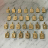 Square Initial Necklace Stainless Steel Charm Pendant Letter Necklaces