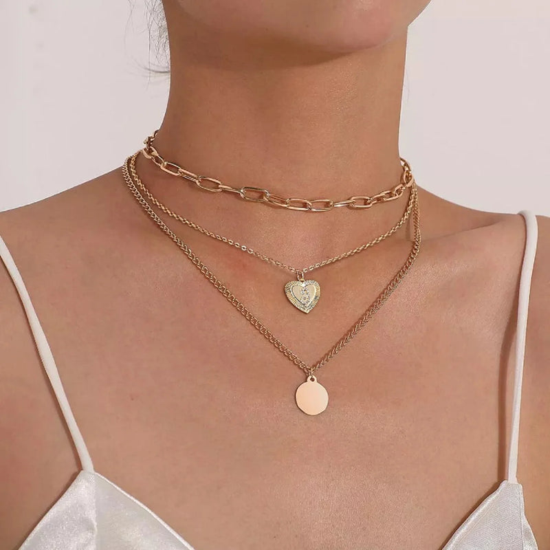 18K Plated Initial Heart Necklace - Personalized Gift for Mom