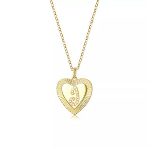 18K Plated Initial Heart Necklace - Personalized Gift for Mom