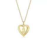 18K Plated Initial Heart Necklace - Personalized Gift for Mom