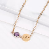 Personalized Initial Necklace Round 26 Letters Charm Stainless Steel Necklace