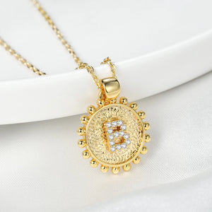 Custom Round Heart Initial Necklace - Stainless Steel Charms