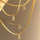 Letter Pendant Zircon Necklace for Women, Personalized Name Initial Jewelry