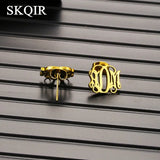 Initials Name Earrings Stainless Steel Personalized Nameplate Earrings