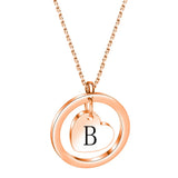 Initials Necklace For Women Stainless Steel Rose Heart Pendant Choker A-Z