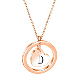Initials Necklace For Women Stainless Steel Rose Heart Pendant Choker A-Z
