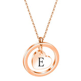 Initials Necklace For Women Stainless Steel Rose Heart Pendant Choker A-Z