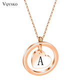 Initials Necklace For Women Stainless Steel Rose Heart Pendant Choker A-Z