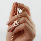 Personalized Initials Pendant Old English Letters Stainless Steel