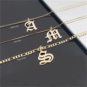 Initials Women Necklace Personalized Letter Pendant Nameplate