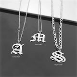Initials Women Necklace Personalized Letter Pendant Nameplate