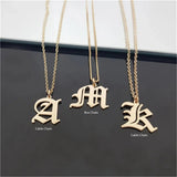 Initials Women Necklace Personalized Letter Pendant Nameplate