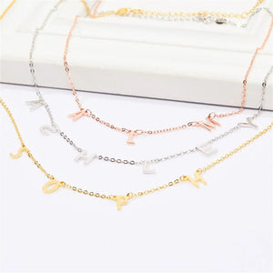 Initials Women Necklaces Personalized Letter Pendant Stainless Steel