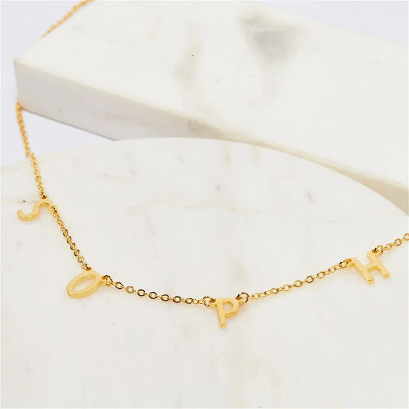 Initials Women Necklaces Personalized Letter Pendant Stainless Steel