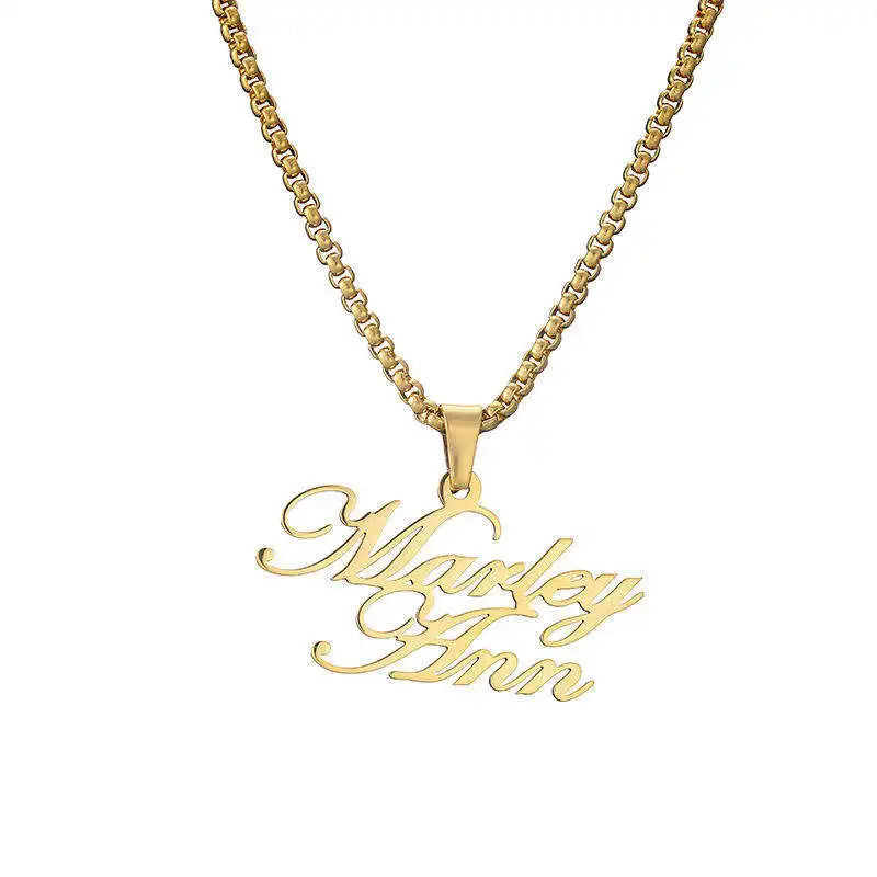 Personalized 18k Plated Name Necklace Double Layer Stainless Steel