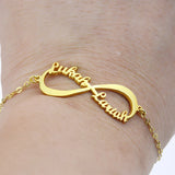 Boho Infinity Name Bracelet Personalized Cross Nameplate Wrist Chain
