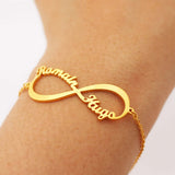 Boho Infinity Name Bracelet Personalized Cross Nameplate Wrist Chain